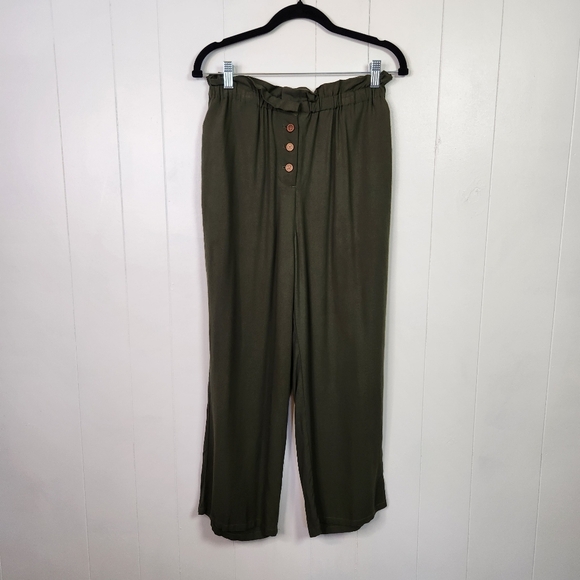 Jackson Rowe Dana Pants High Rise Wide Leg Crop Paperbag Pull On Elastic size xs - Picture 3 of 11